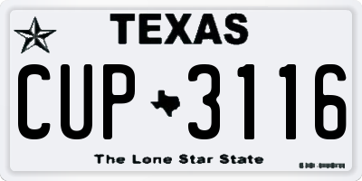 TX license plate CUP3116