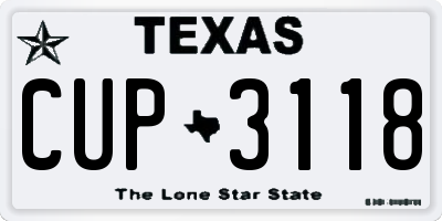 TX license plate CUP3118