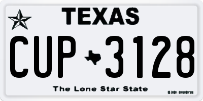 TX license plate CUP3128