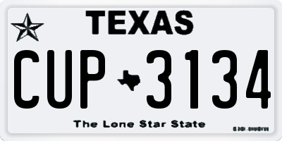 TX license plate CUP3134