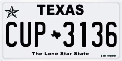 TX license plate CUP3136