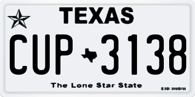 TX license plate CUP3138