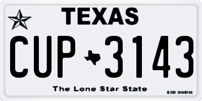 TX license plate CUP3143