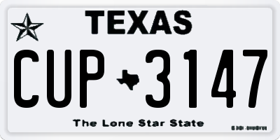 TX license plate CUP3147
