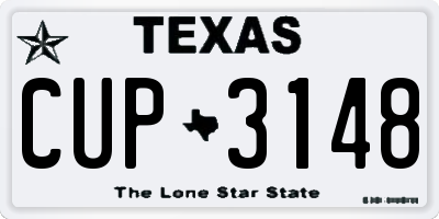TX license plate CUP3148