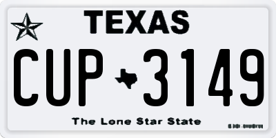 TX license plate CUP3149