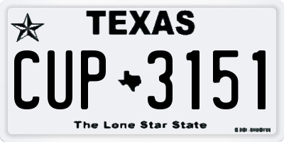 TX license plate CUP3151