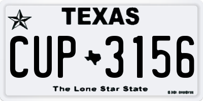 TX license plate CUP3156