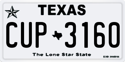 TX license plate CUP3160