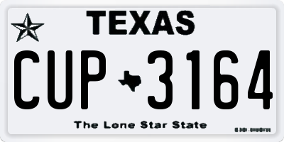 TX license plate CUP3164