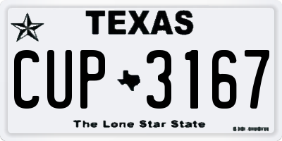 TX license plate CUP3167