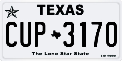 TX license plate CUP3170