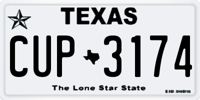 TX license plate CUP3174