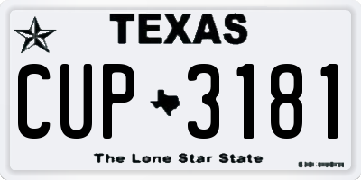 TX license plate CUP3181
