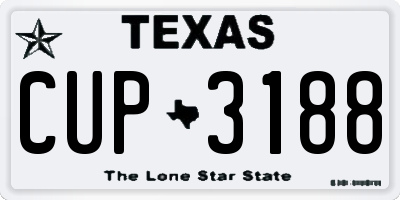 TX license plate CUP3188