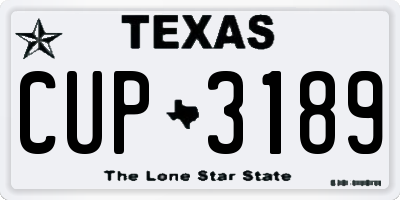 TX license plate CUP3189