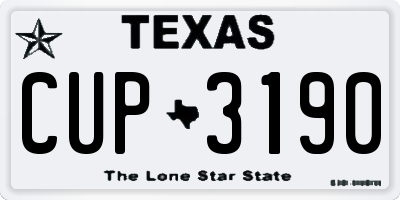 TX license plate CUP3190