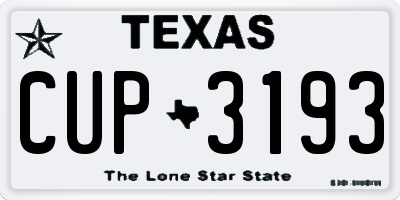 TX license plate CUP3193