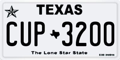 TX license plate CUP3200
