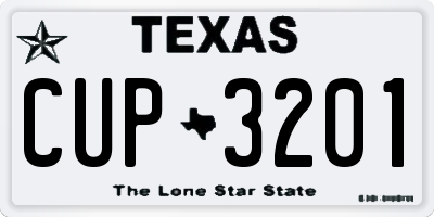 TX license plate CUP3201