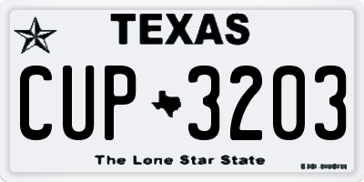 TX license plate CUP3203