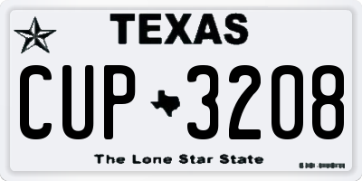 TX license plate CUP3208