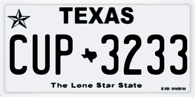 TX license plate CUP3233
