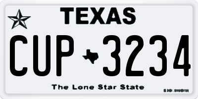 TX license plate CUP3234