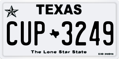 TX license plate CUP3249