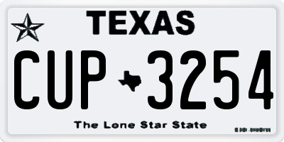 TX license plate CUP3254