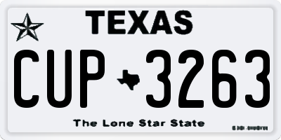 TX license plate CUP3263