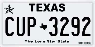 TX license plate CUP3292