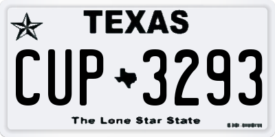 TX license plate CUP3293