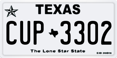 TX license plate CUP3302