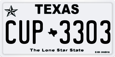 TX license plate CUP3303