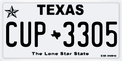 TX license plate CUP3305