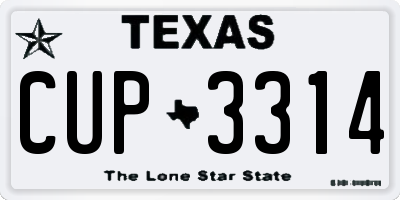 TX license plate CUP3314