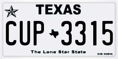 TX license plate CUP3315