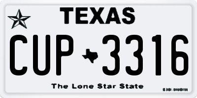 TX license plate CUP3316