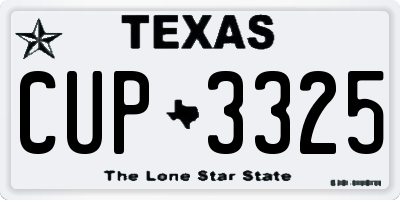 TX license plate CUP3325