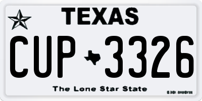 TX license plate CUP3326