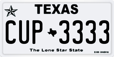 TX license plate CUP3333