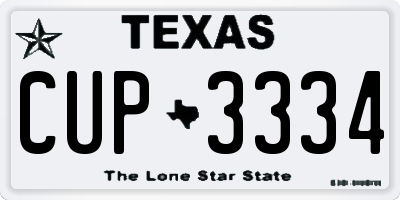 TX license plate CUP3334