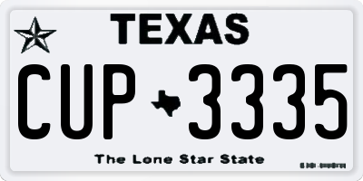 TX license plate CUP3335