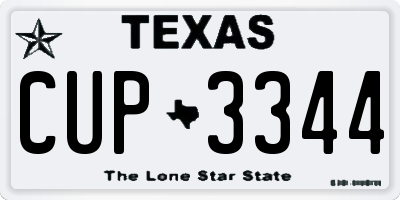 TX license plate CUP3344