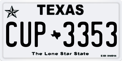 TX license plate CUP3353