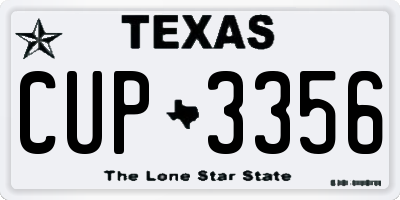 TX license plate CUP3356
