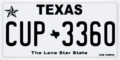 TX license plate CUP3360