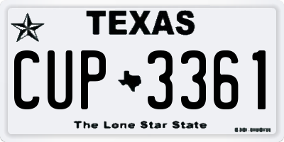 TX license plate CUP3361