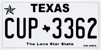 TX license plate CUP3362